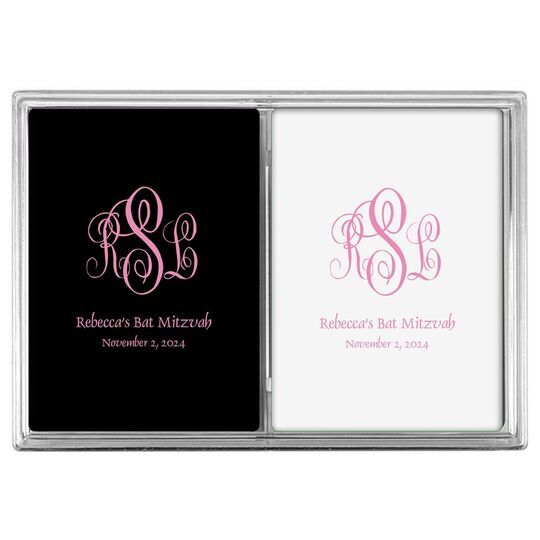 Script Monogram with Small Initials plus Text Double Deck Playing Cards
